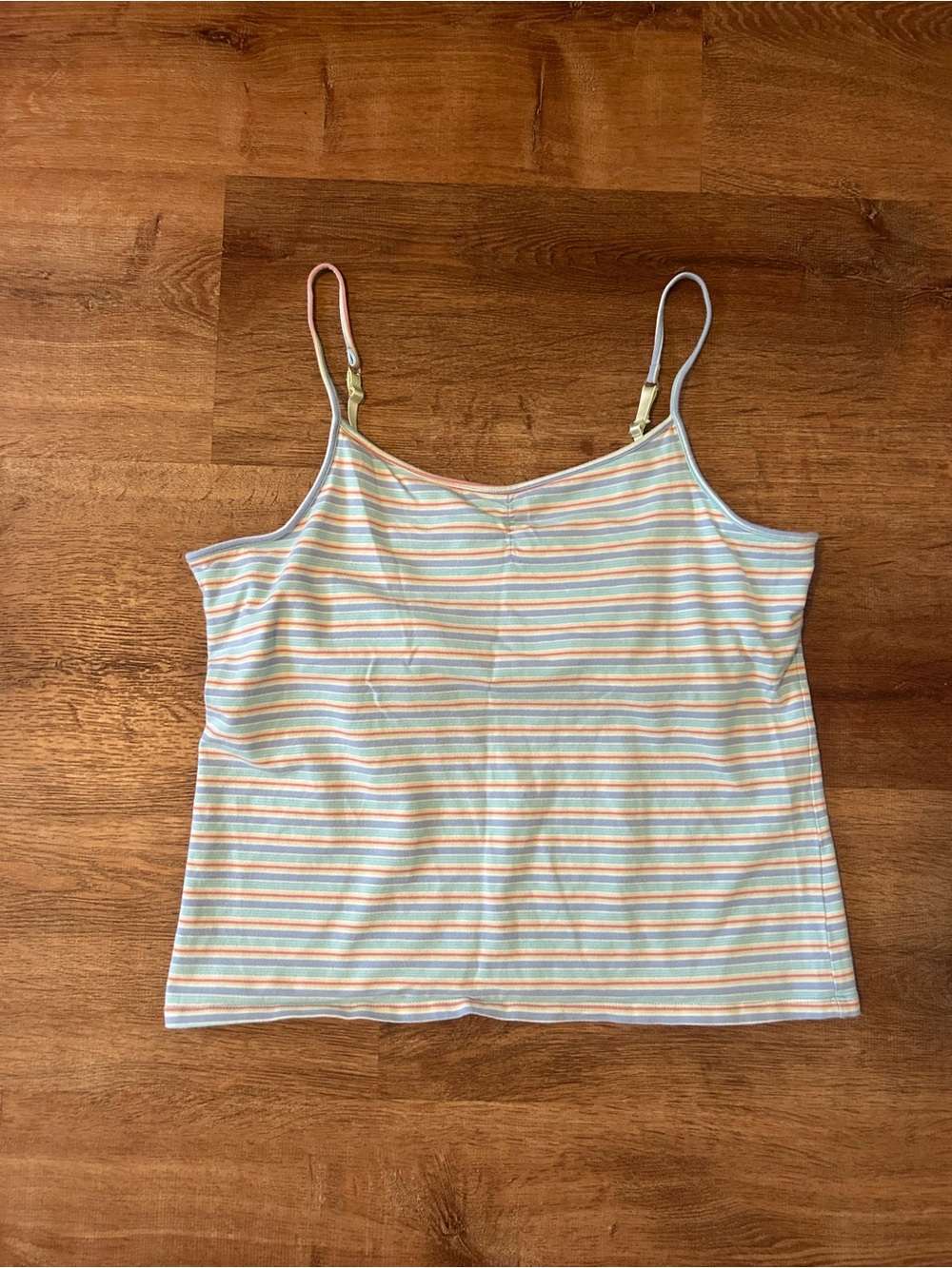 Y2K Striped Pastel Spaghetti Strap Tank Top with Built In Bra